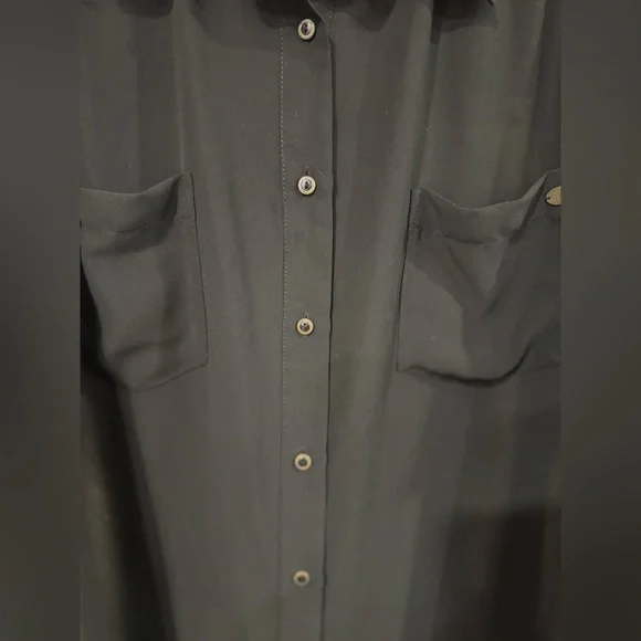 Guess Black Sheer Cold Shoulder Blouse Size Large - Picture 8 of 12